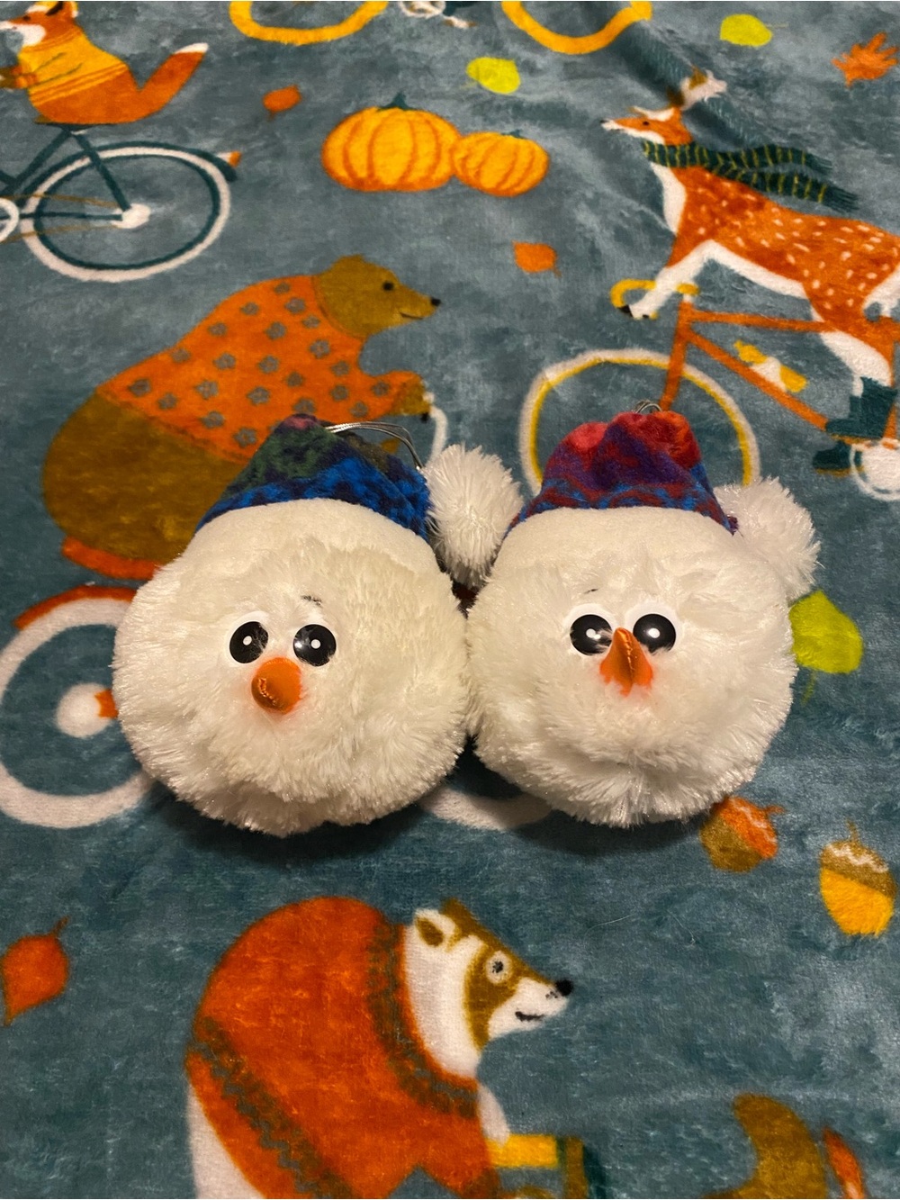 Gund “Snowcaps” Snowmen Plush Christmas Ornaments Vtg Lot of 2 Needs Batteries